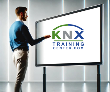 Das 85 Zoll Flipchart für den Unterricht im KNX Trainingscenter zum besseren KNX lernen in unseren KNX Kursen